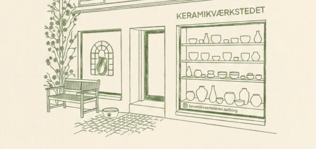 Illustration af butikken i Nørregade